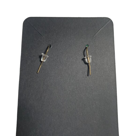 Handmade Gold Tone Aqua Beaded Dangle Drop Earring Hook Back Upcycle Twice Loved - Picture 4 of 4